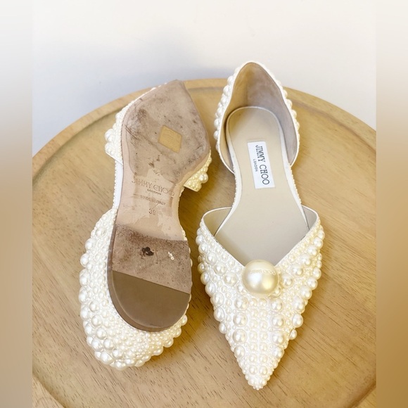 Jimmy Choo Sabine Pearl Flat Sandals - Picture 12 of 12